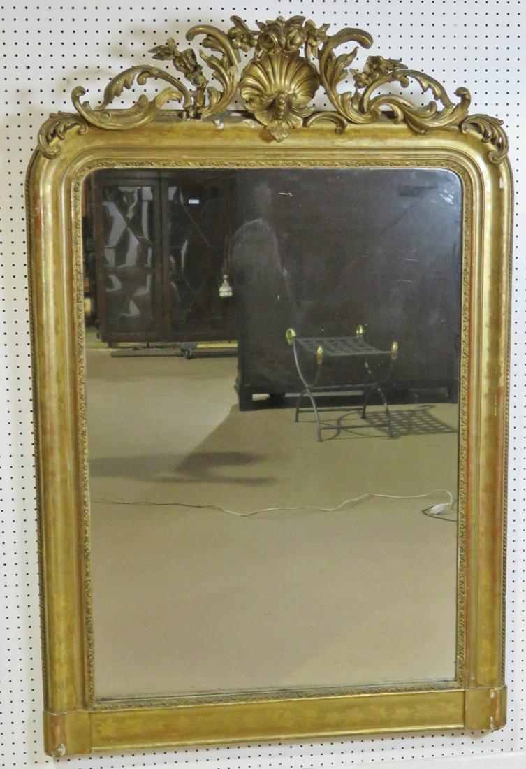 LARGE CARVED GILDED HANGING MIRROR (1 of 12)