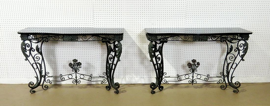PAIR MARBLE TOP CONSOLE TABLES (1 of 10)