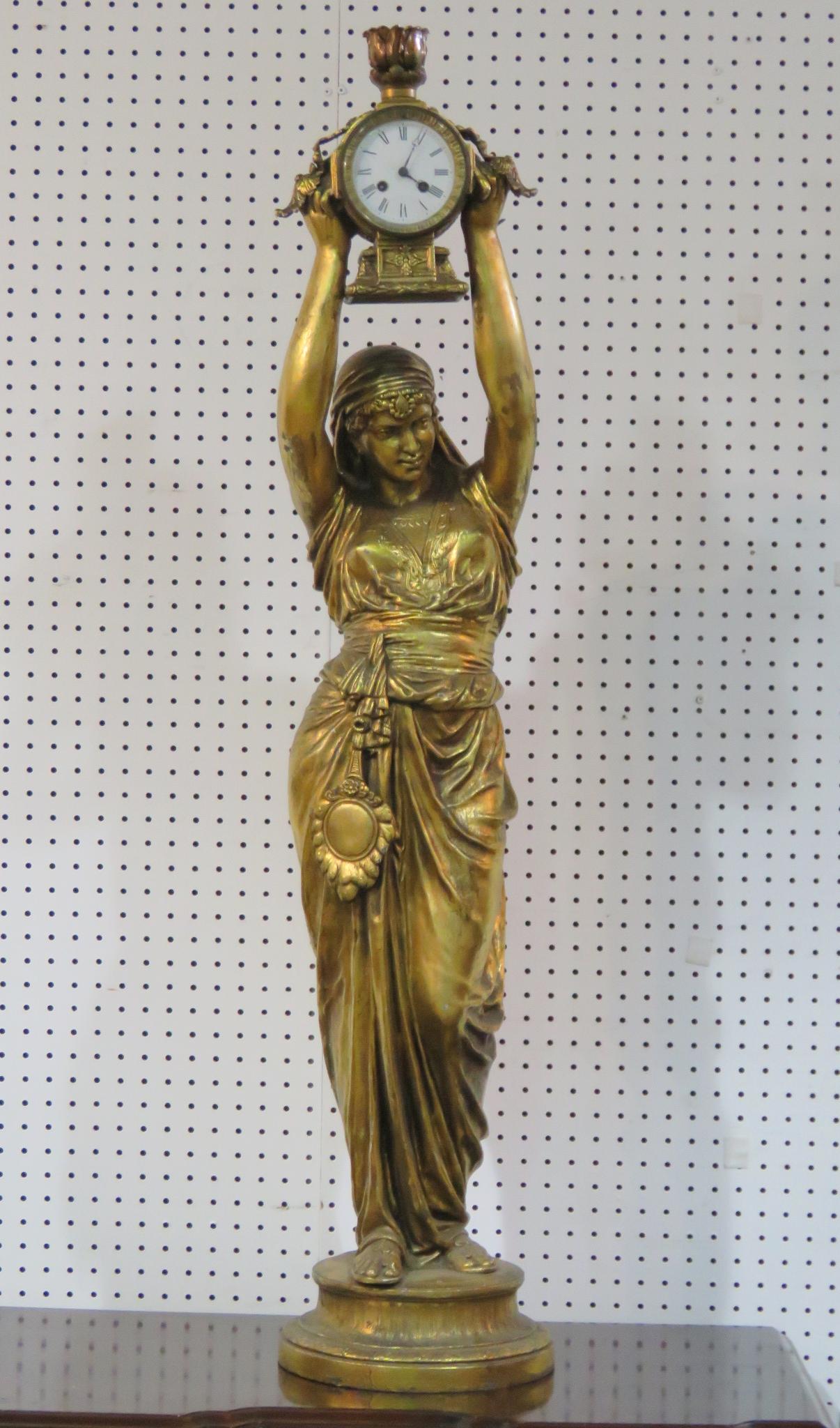 MIXED METAL FIGURAL GYPSY CLOCK (1 of 8)