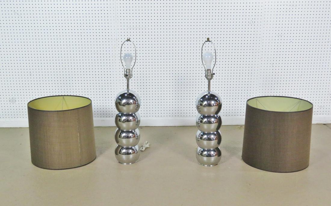 PAIR MID CENTURY MODERN CHROME LAMPS (1 of 8)