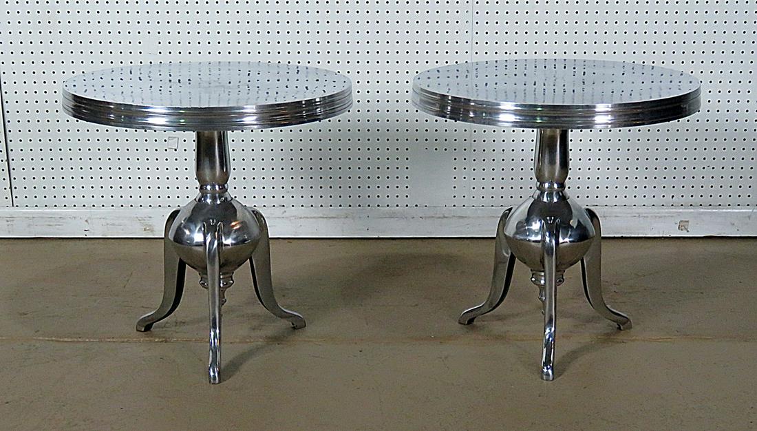PAIR DECO ALUMINUM END TABLES (1 of 7)