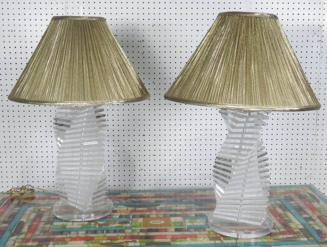 PAIR LUCITE LAMPS (1 of 4)