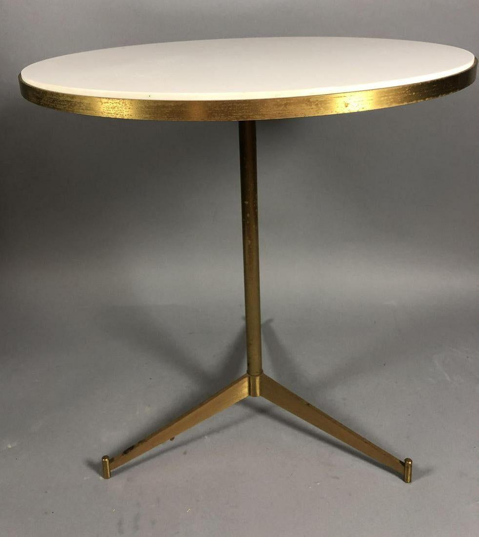 PAUL MCCOBB BRASS AND MILK GLASS TOP TABLE (1 of 1)