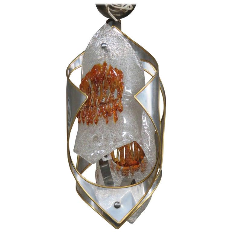 MID CENTURY MODERN SCULPTURE ITALIAN PENDANT CHANDELIER (1 of 8)
