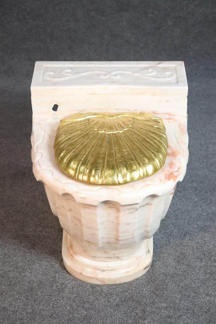 SHERLE WAGNER CARVED MARBLE TOILET WITH GILDED SEAT (1 of 8)
