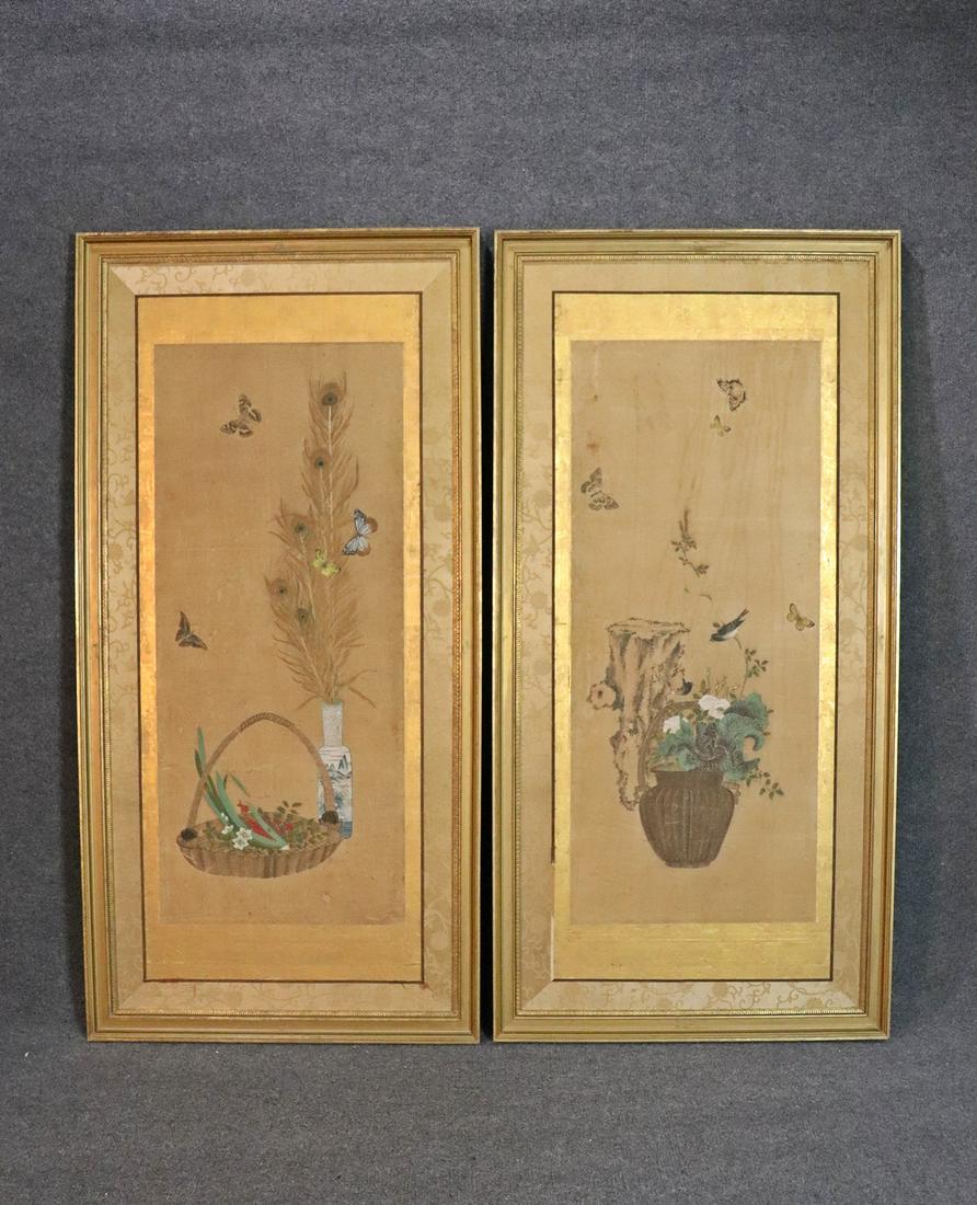 PAIR MONUMENTAL ASIAN STILL LIFE WITH BIRDS (1 of 9)