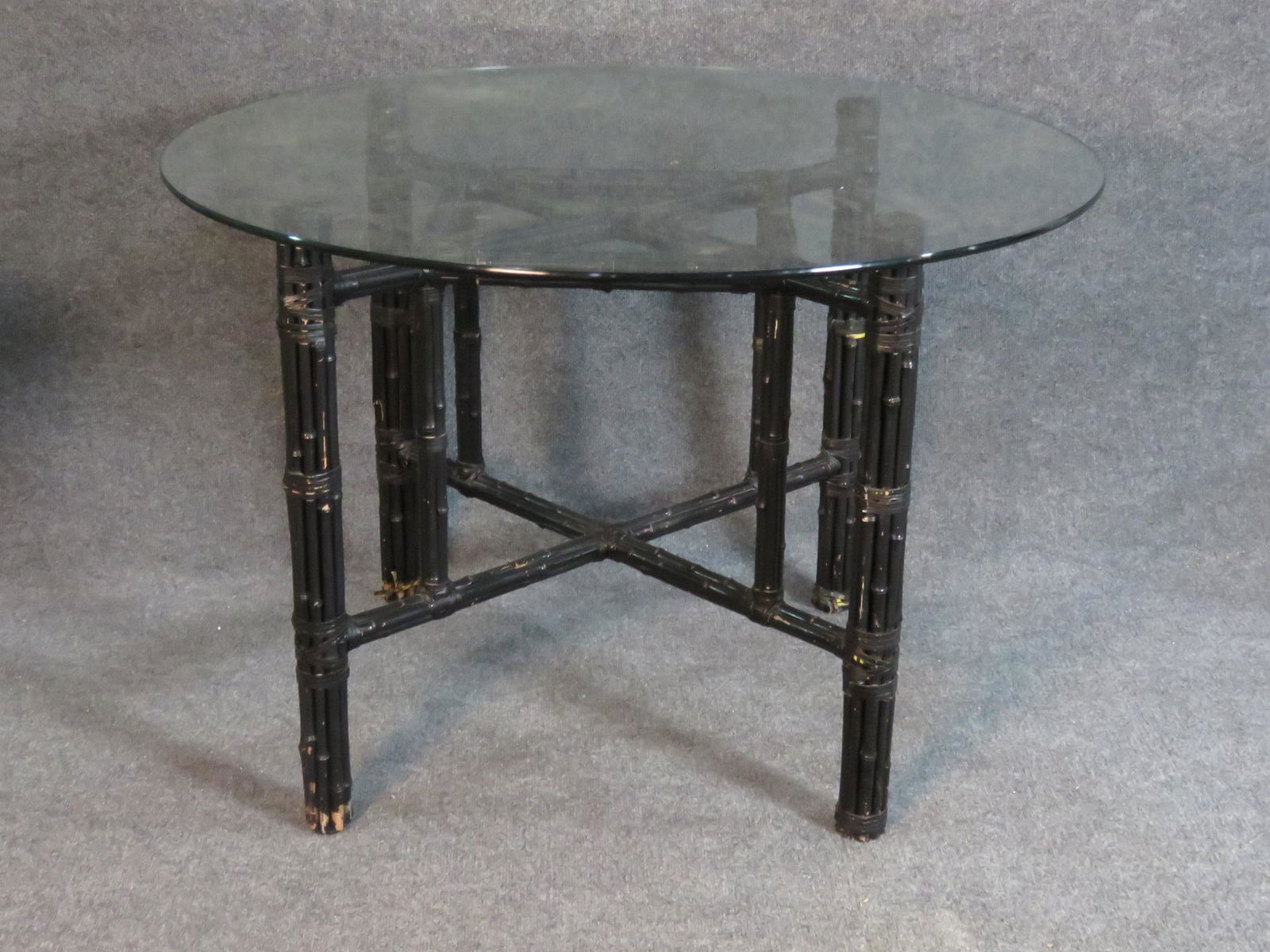 FAUX BAMBOO GLASS TOP TABLE (1 of 6)