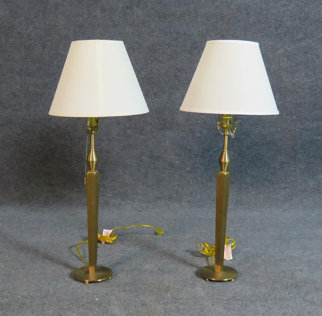 PAIR BRASS TOMMI PARZINGER STYLE LAMPS (1 of 6)