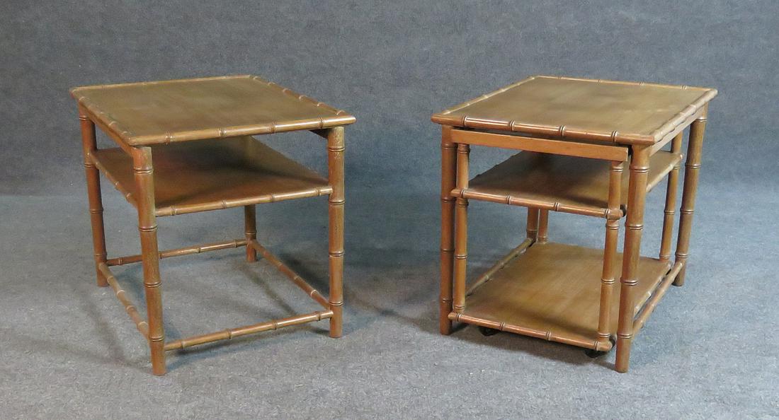 PAIR FAUX BAMBOO END TABLES (1 of 9)