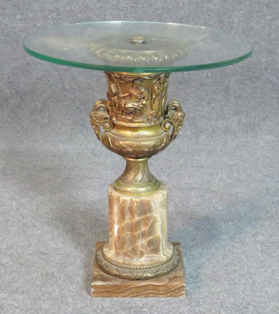 SINATRA SUITE - GLASS TOP MARBLE & BRASS BASE GUERIDON (1 of 6)