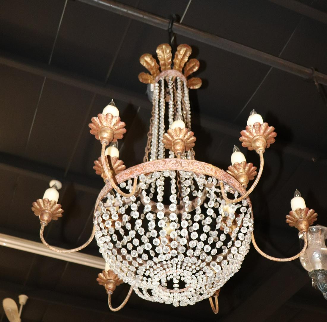 FRENCH EMPIRE STYLE 12 LIGHT CRYSTAL BASKET CHANDELIER (1 of 7)