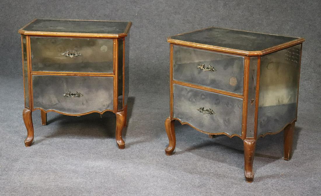 PAIR VENETIAN STYLE MIRRORED NIGHT STANDS (1 of 11)