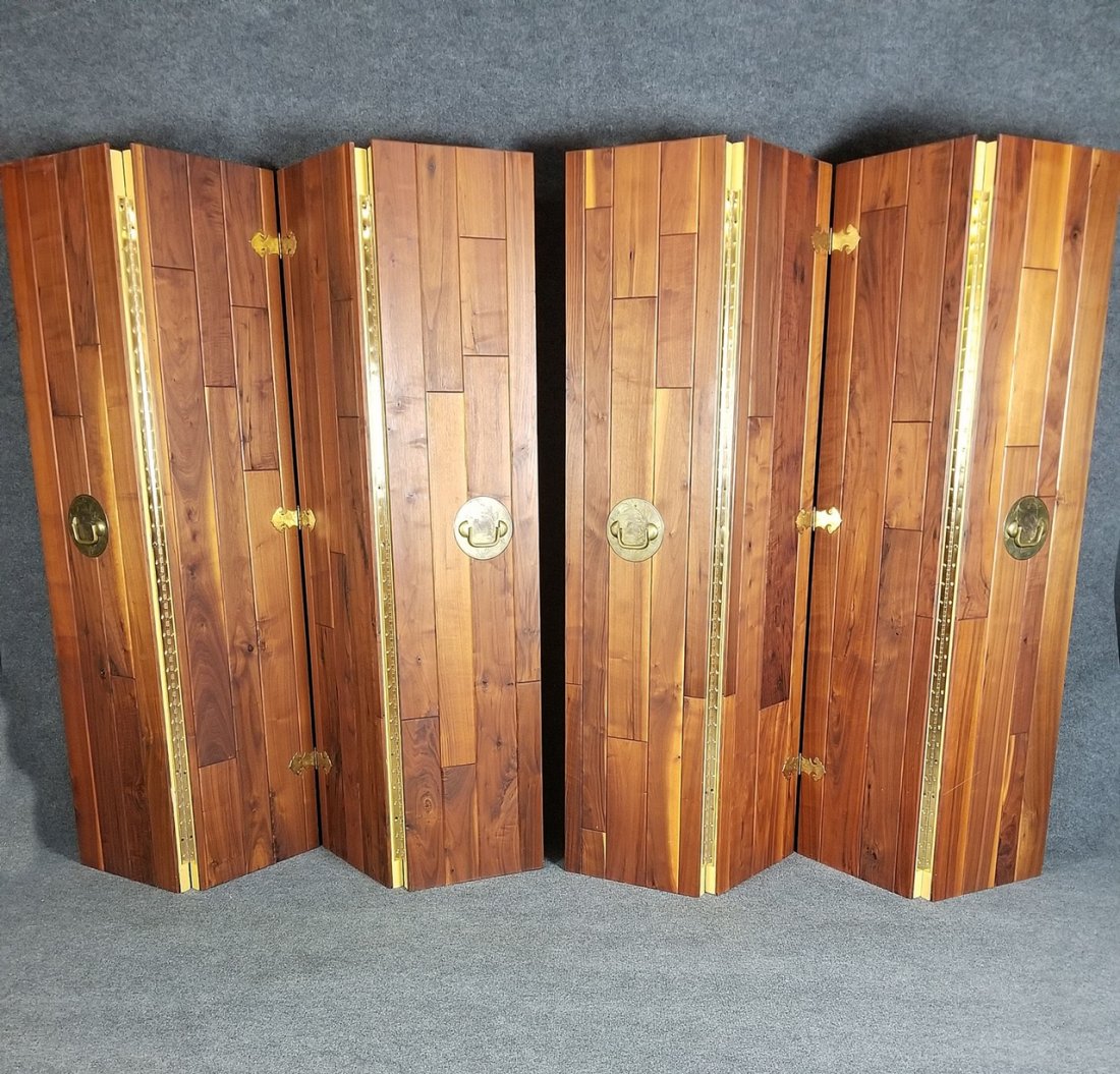 PAIR PHILLIP LLOYD POWELL 4 PANEL FLOOR SCREENS (1 of 8)