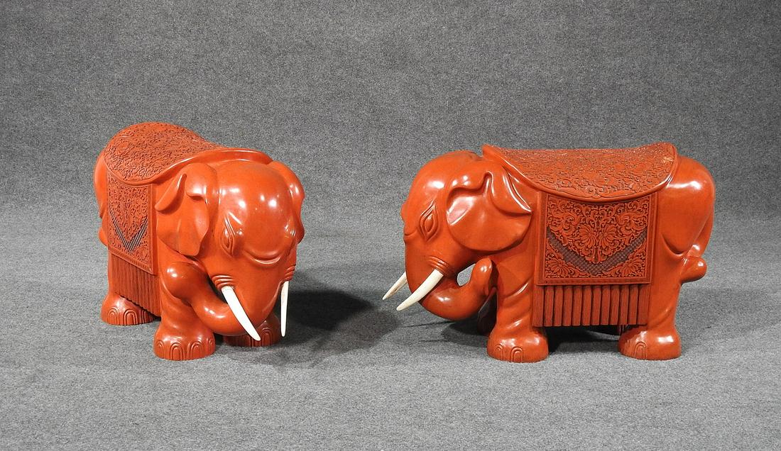 PAIR ASIAN MODERN ELEPHANT STOOLS (1 of 7)