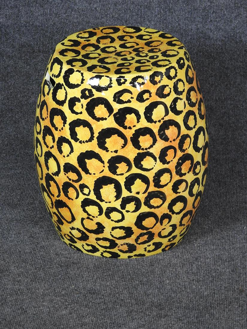 ITALIAN FAUX LEOPARD GLAZED GARDEN SEAT (1 of 4)