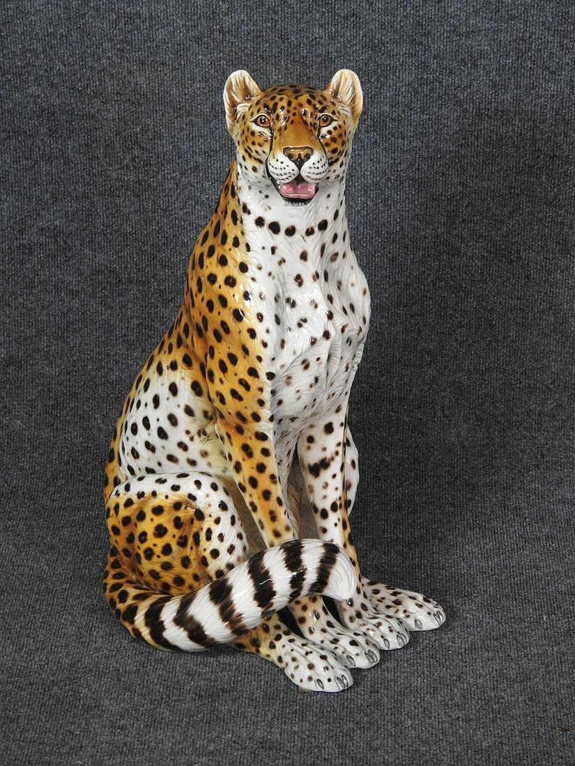 ITALIAN POTTERY LEOPARD STATUE (1 of 5)