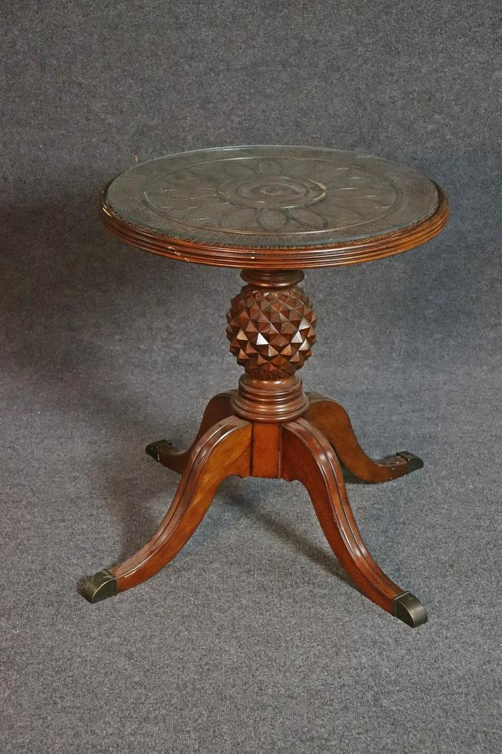 REGENCY STYLE WALNUT CENTER TABLE WITH GLASS TOP (1 of 7)