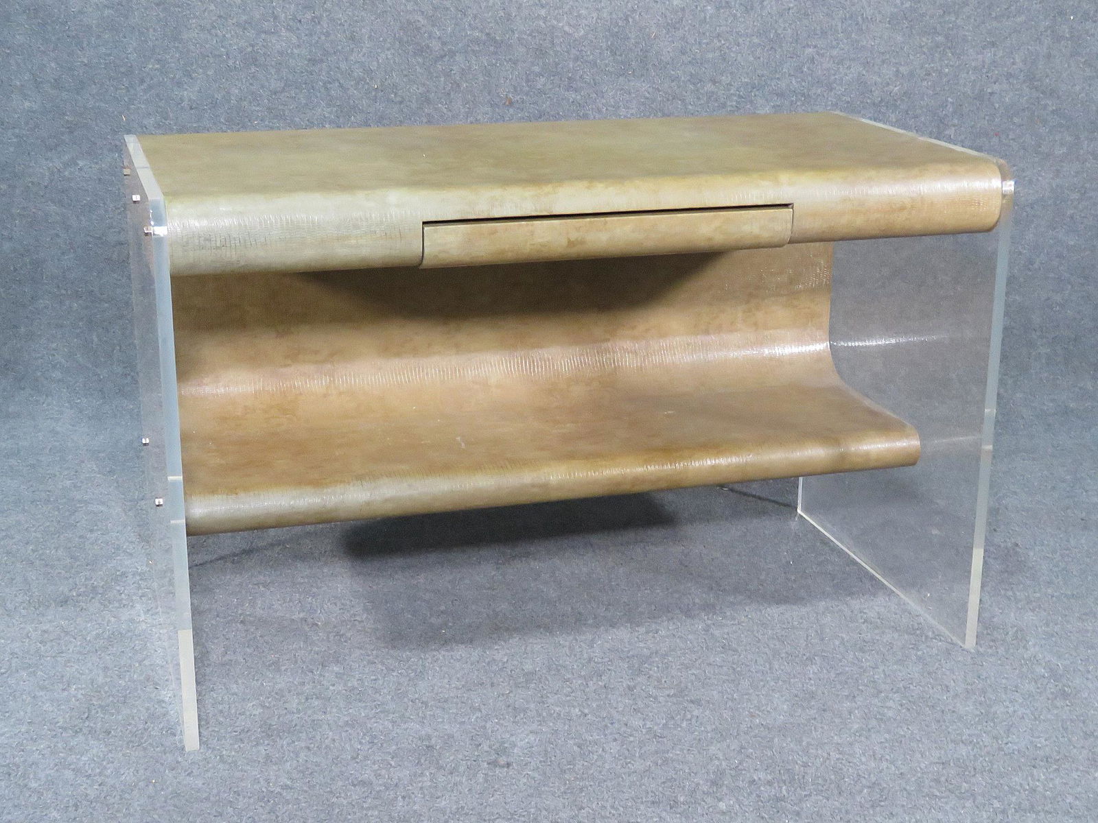 KARL SPRINGER STYLE LUCITE AND VINYL DESK (1 of 9)