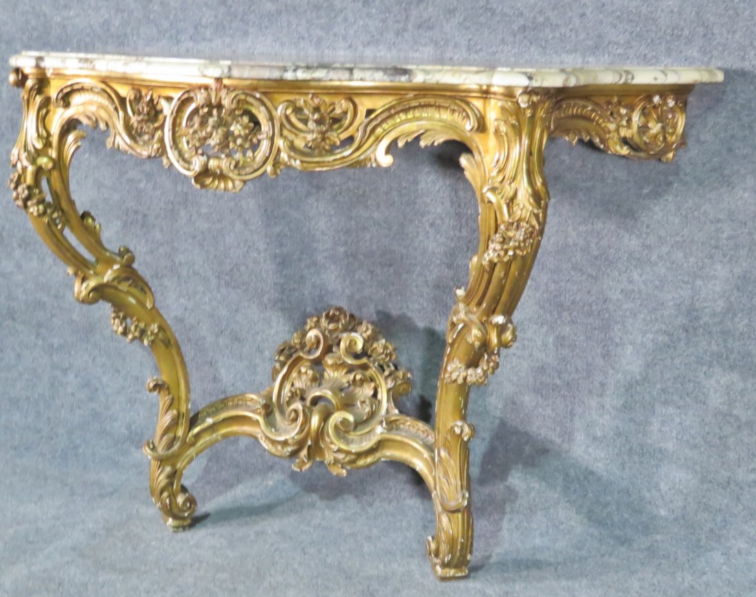 19thC ANTIQUE MARBLE TOP LOUIS XV STYLE CONSOLE (1 of 13)
