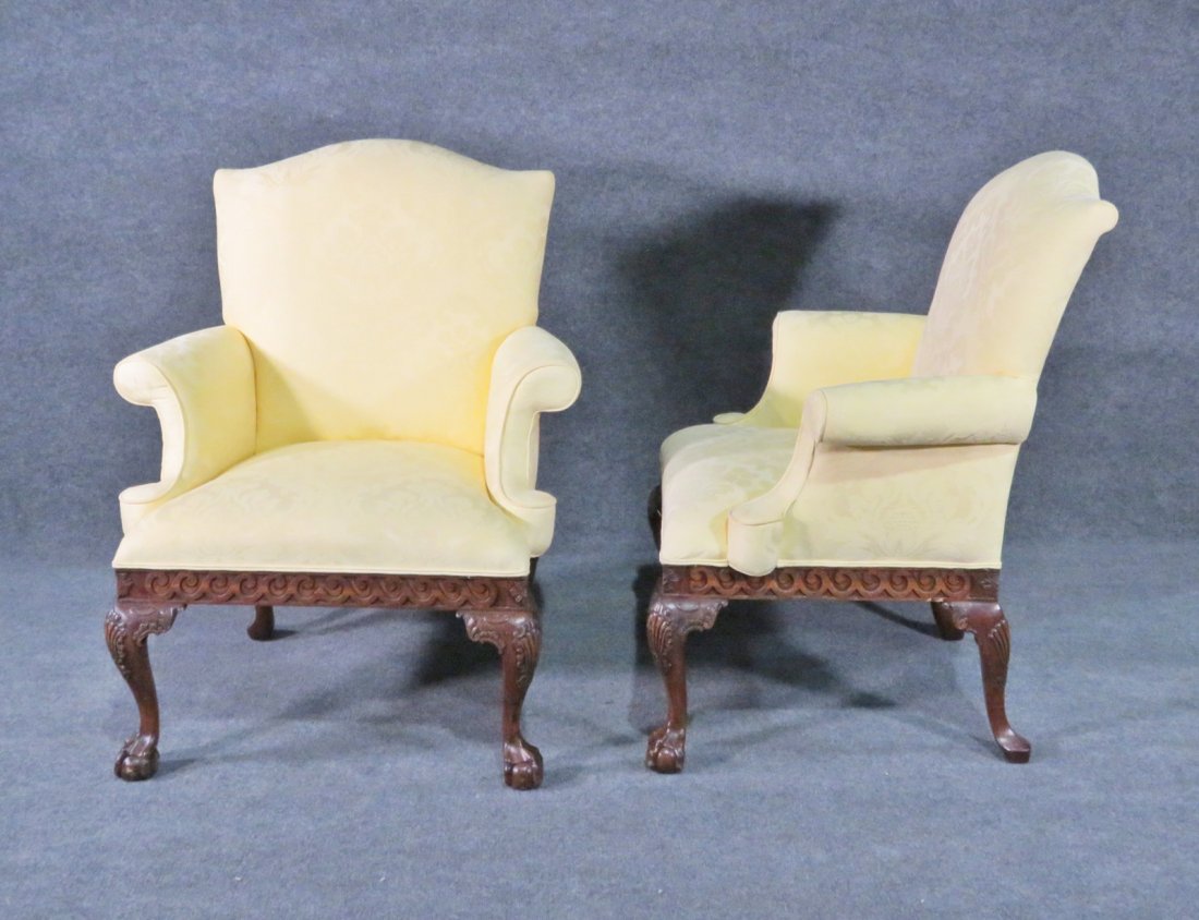 PAIR GEORGIAN STYLE ARMCHAIRS (1 of 7)