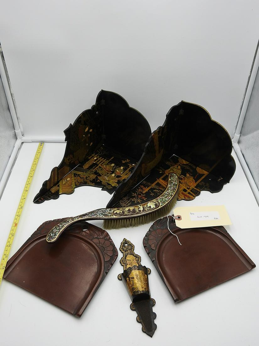 6 PC CHINESE CORNER SHELVES STANDS AND BRUSH (1 of 5)