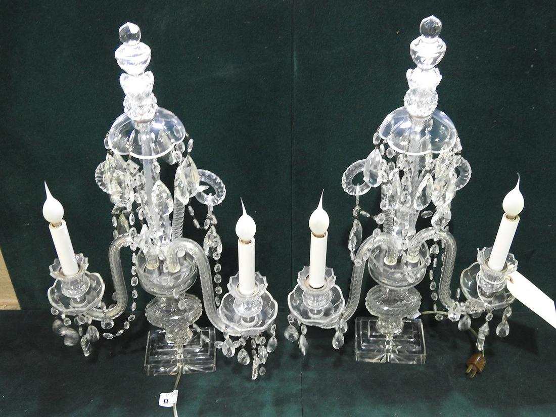 PAIR CRYSTAL GIRANDOLE LAMPS (1 of 4)