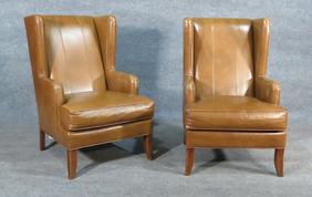 PAIR FAIRFIELD LEATHER WING CHAIRS (1 of 10)