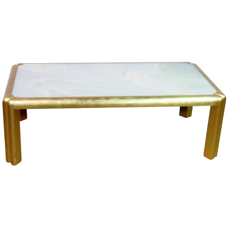 FRENCH GILDED MARBLE TOP SKYSCRAPER STYLE COFFEE TABLE (1 of 6)