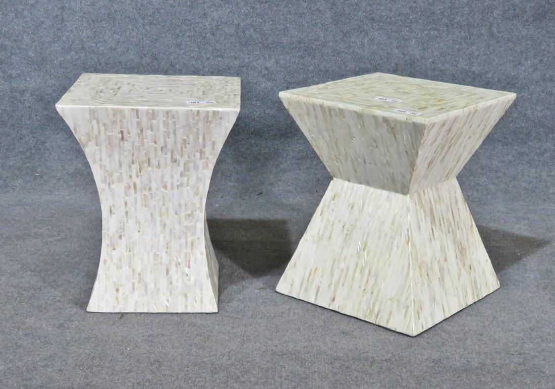 PAIR MID CENTURY MODERN TESSELLATED END TABLES (1 of 7)