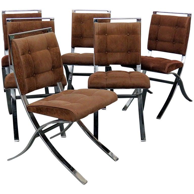 6 MILO BAUGHMAN STYLE CHROME FRMAE DINING CHAIRS (1 of 5)