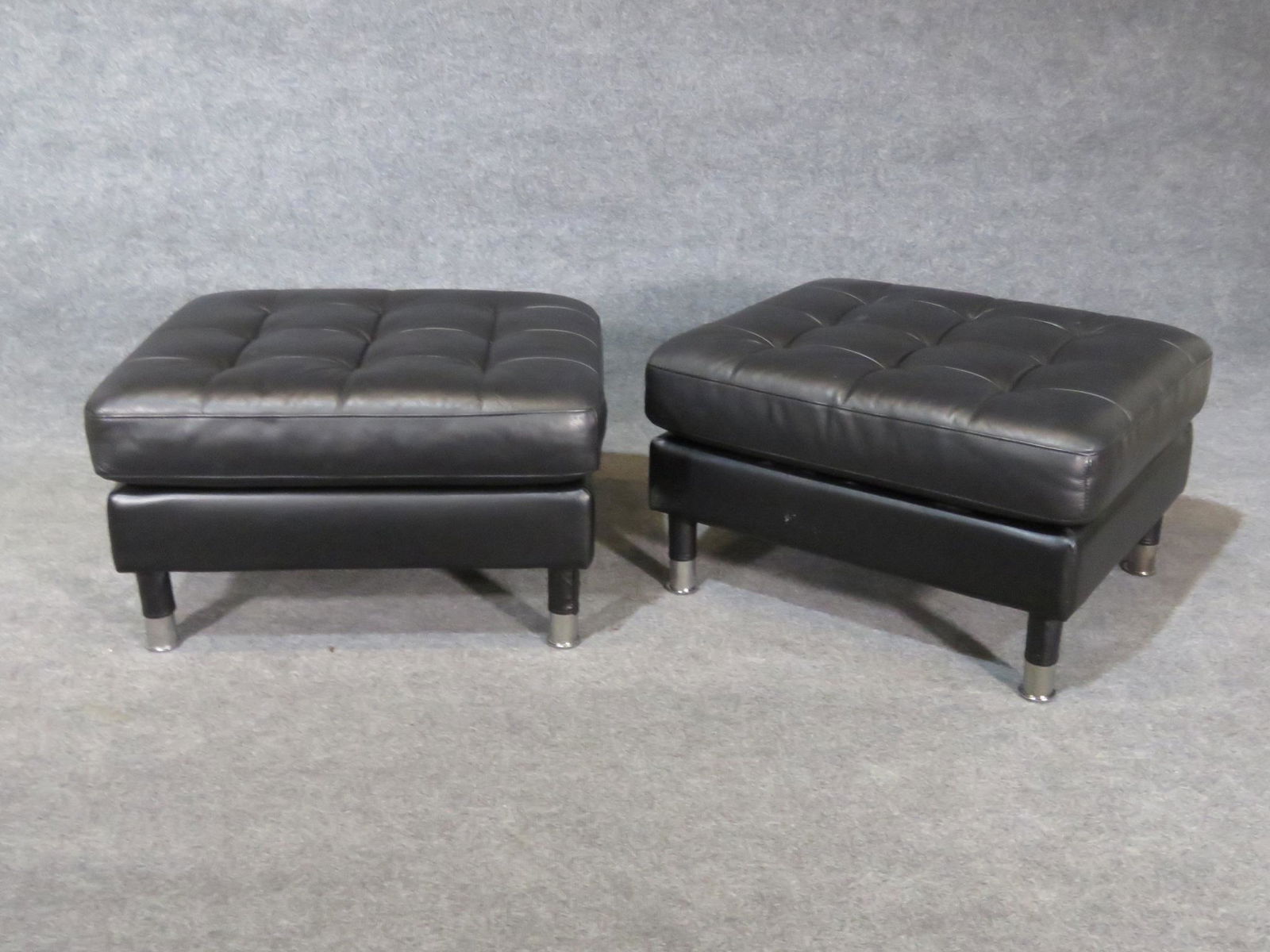 PAIR LEATHER OTTOMANS (1 of 5)