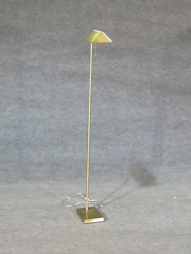 LAUREN BRASS POLE FLOOR LAMP: Signed. Brass. 60" h x 6 1/2" w x 10" d.