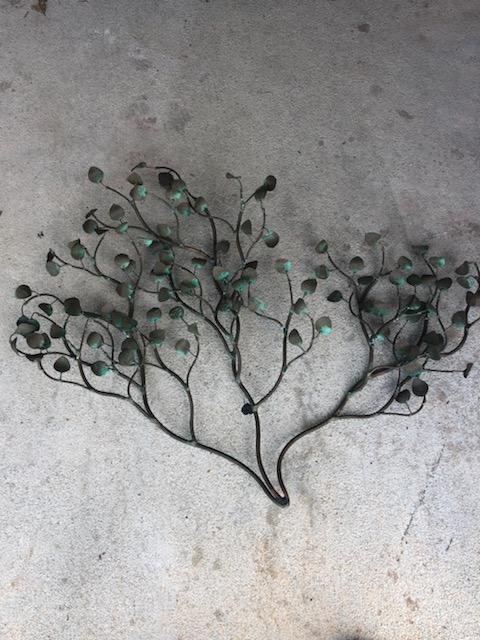 STUDIO BRANCH AND LEAF COPPER WALL SCULPTURE (1 of 3)