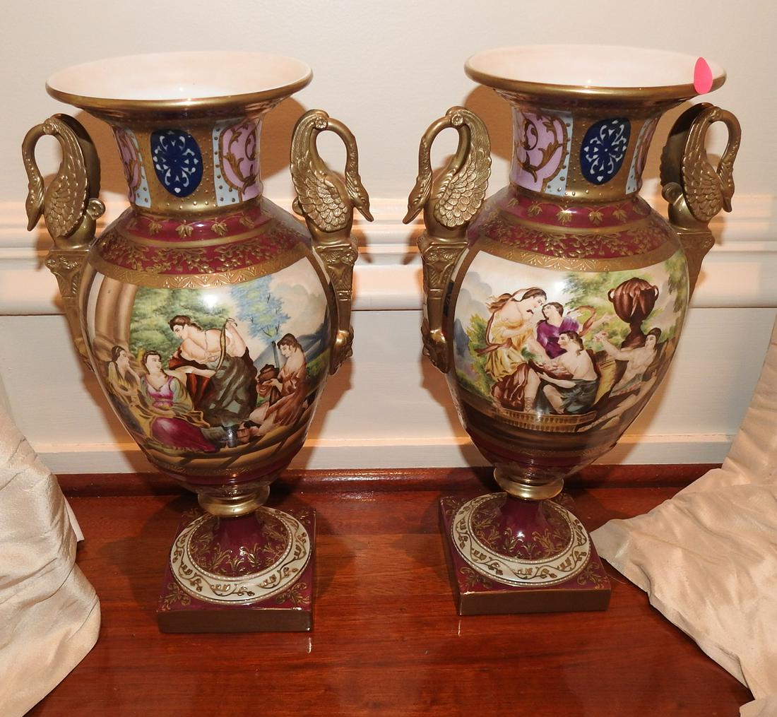 PAIR SEVRES STYLE URNS (1 of 4)