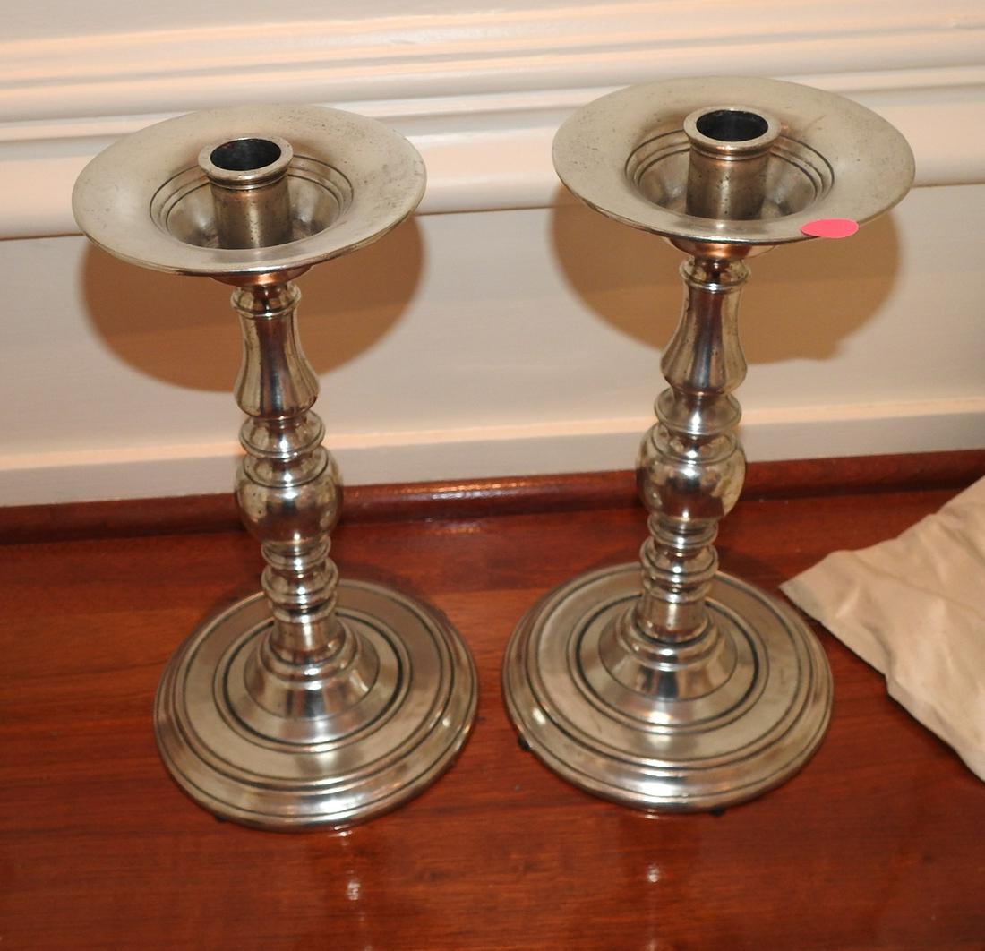 PAIR ITALIAN METAL CANDLEHOLDERS (1 of 2)
