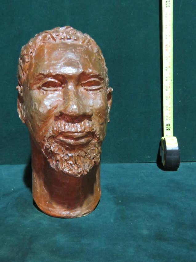 SIGNED R S REYNOLD CLAY BUST OF MAN WITH GOATEE (1 of 6)