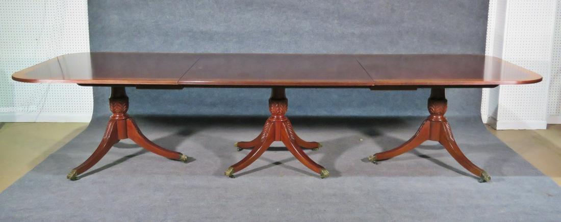 SIGNED BAKER 3 PEDESTAL DINING TABLE (1 of 10)