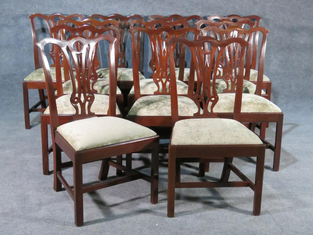 12 SIGNED BAKER CHIPPENDALE STYLE DINING CHAIRS (1 of 7)
