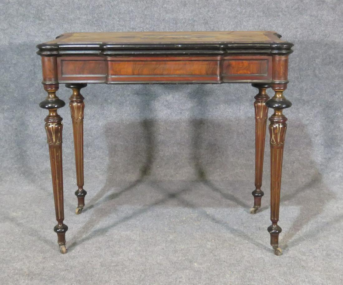 VICTORIAN INLAID FLIP TOP GAME TABLE (1 of 7)