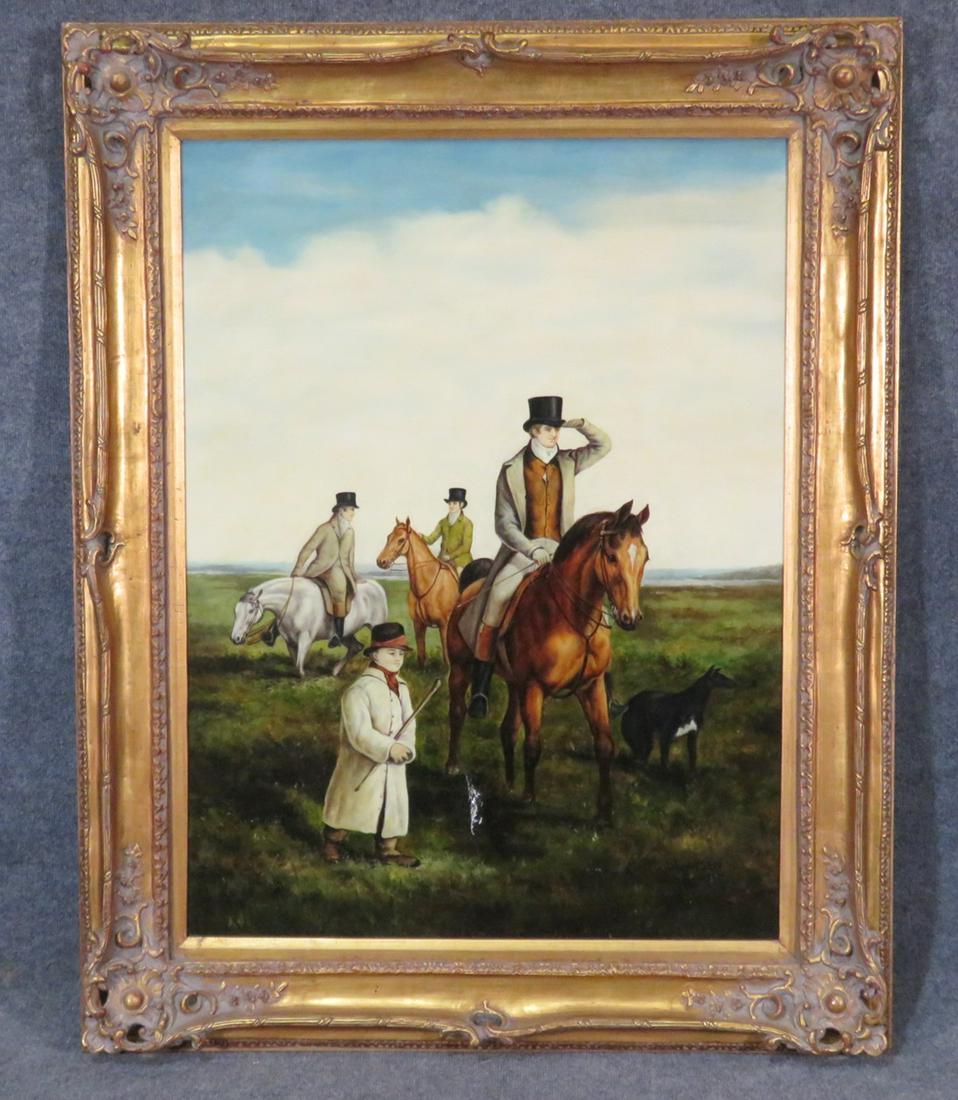 SIGNED W. LARSEN HUNT SCENE PAINTING (1 of 6)