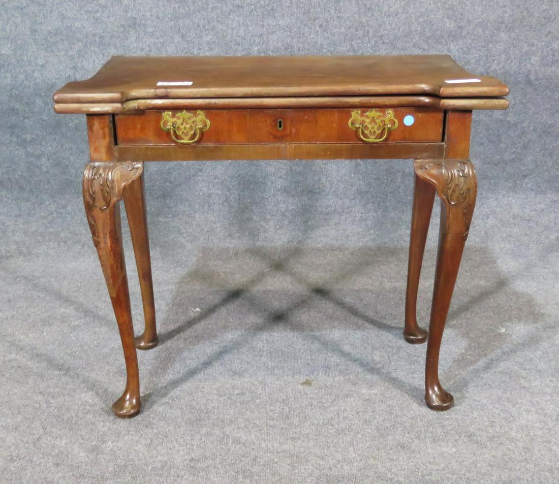 ANTIQUE 18TH C  MAHOGANY FLIP TOP GAME TABLE (1 of 7)