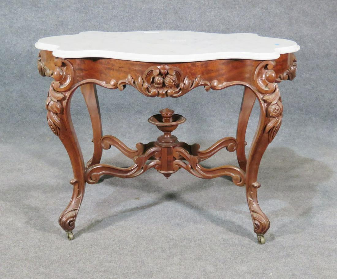 MARBLE TOP VICTORIAN CENTER TABLE (1 of 4)