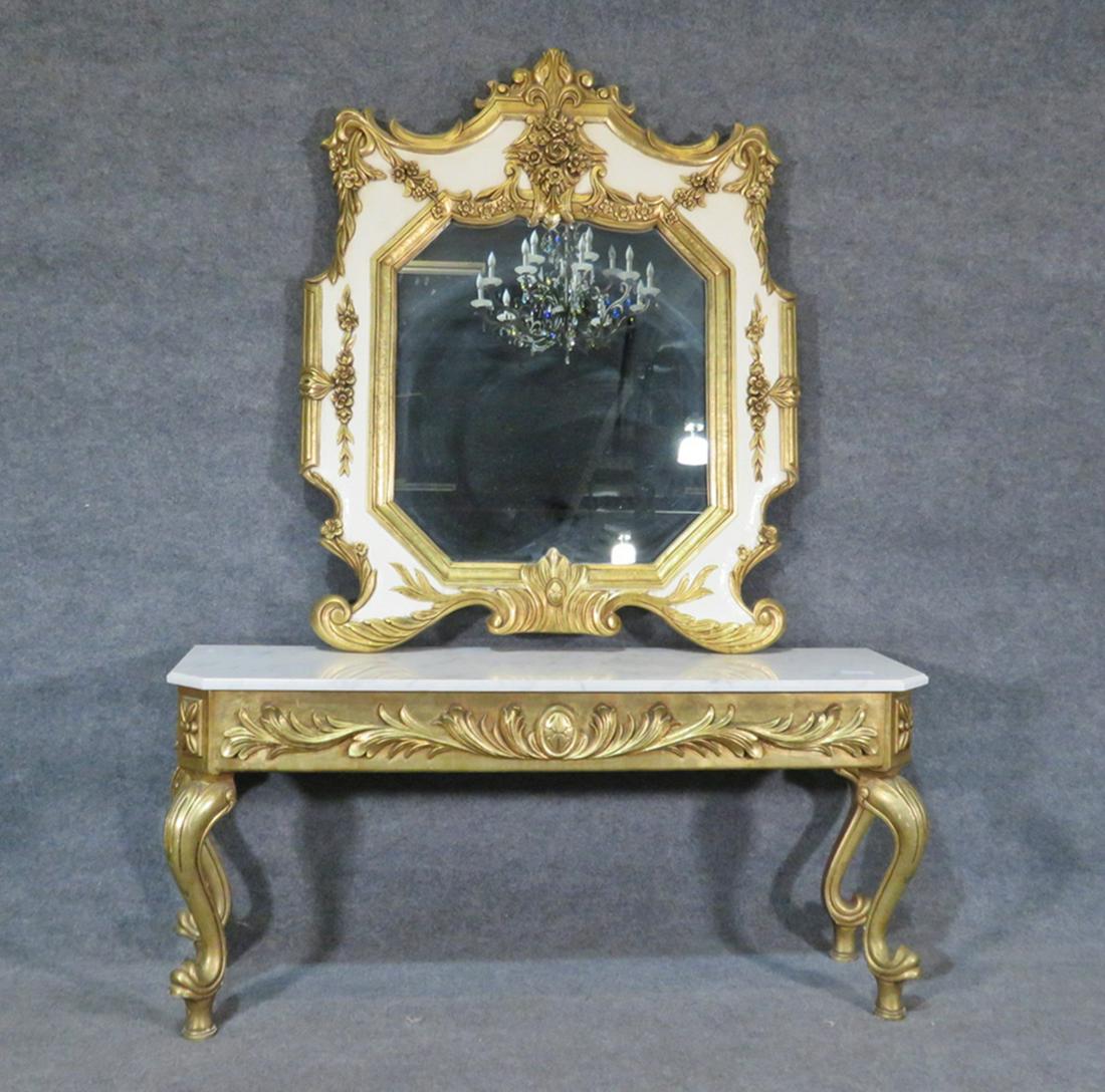 MARBLE TOP GILT CONSOLE & MIRROR (1 of 6)
