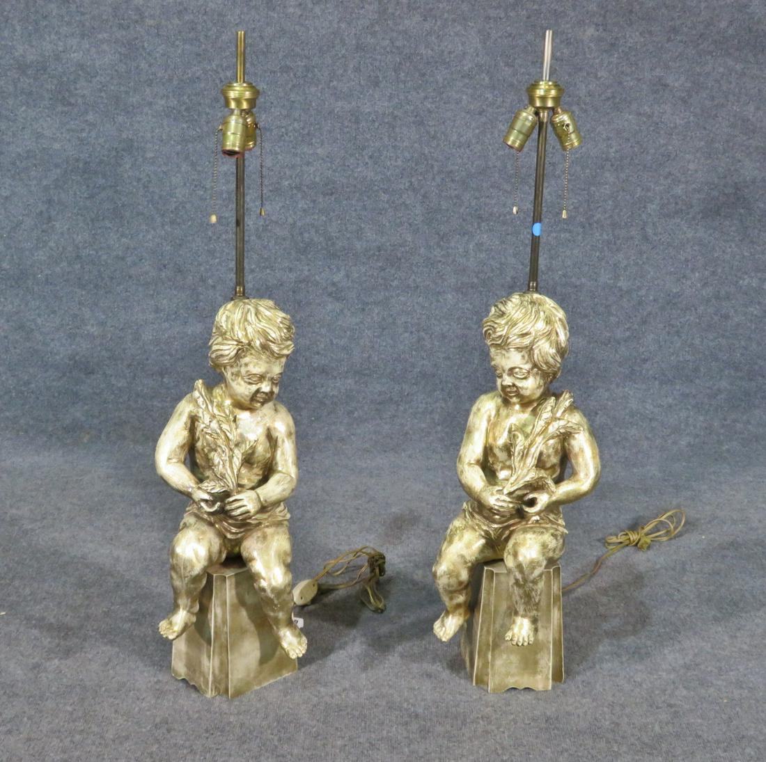 PAIR PUTTI FIGURAL LAMPS (1 of 4)