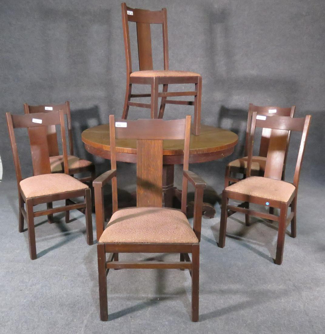 MISSION OAK DINING TABLE WITH 6 CHAIRS (1 of 9)
