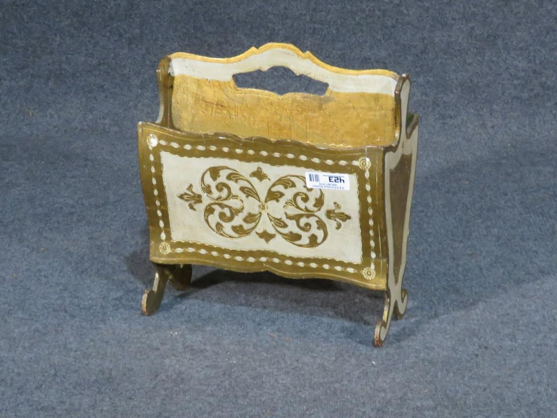 PAINT & GILT DECORATED MAGAZINE RACK (1 of 4)