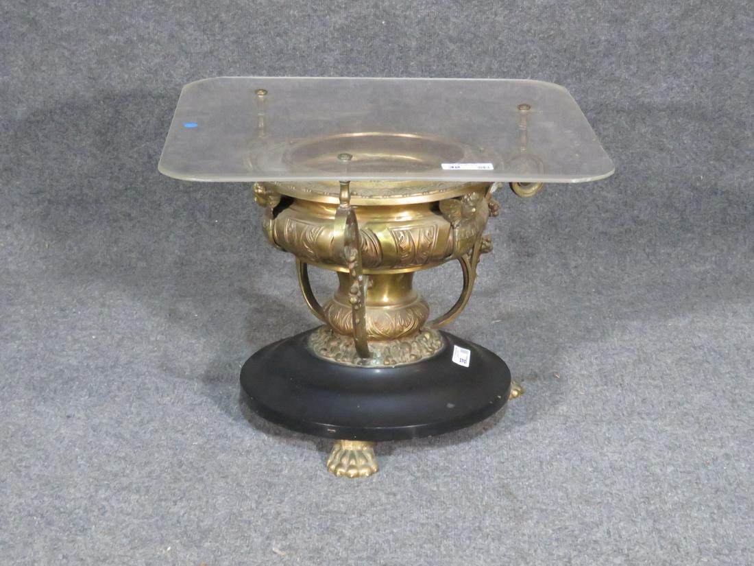 BRASS & WOOD URN END TABLE (1 of 5)