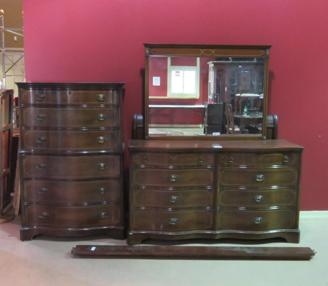 WHITE FURNITURE 4 PC INLAID BEDROOM SET (1 of 9)