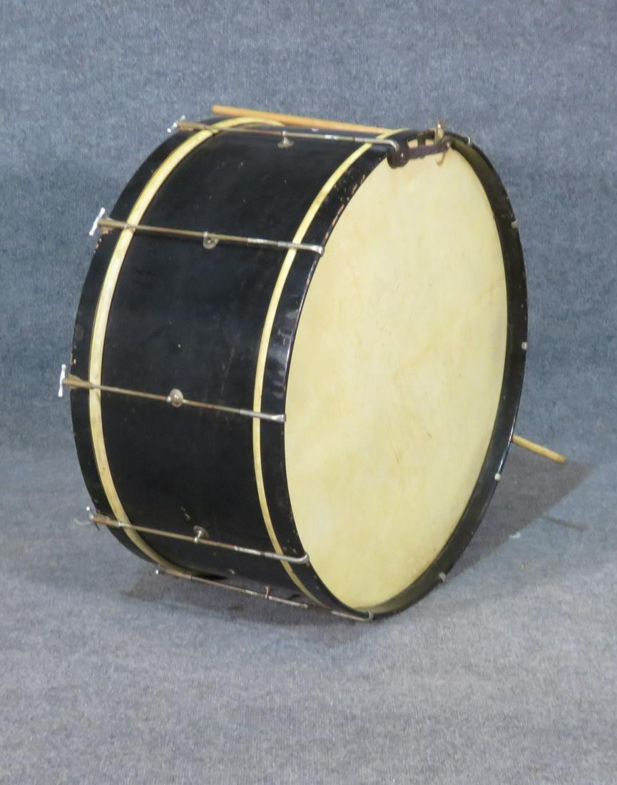 ANTIQUE EBONIZED DRUM: Ebonized frame. 14 1/2" h x 28 1/2" diameter.