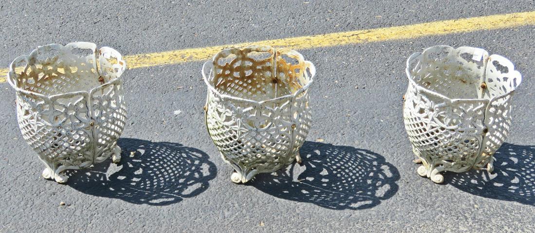 3 PAINTED IRON PLANTERS (1 of 3)